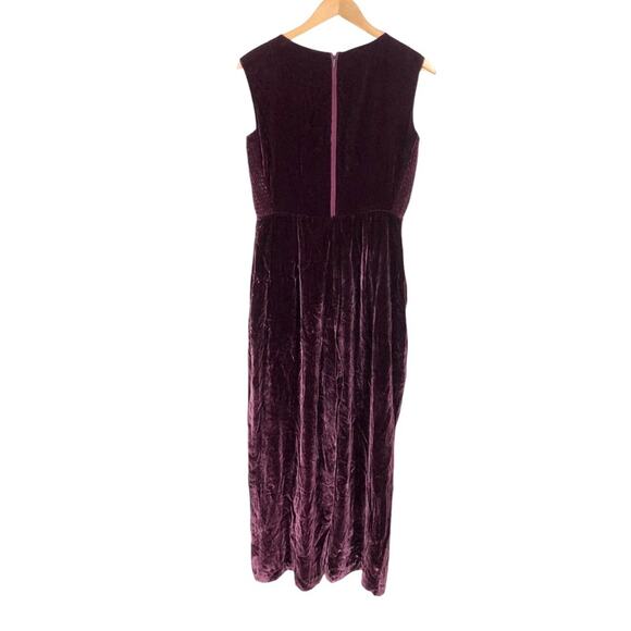 Rebecca Taylor Purple Velvet Sleeveless Ruched Smocked Jumpsuit Size 6 - Picture 2 of 6
